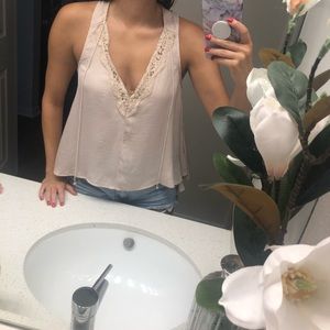 Small blush open back top